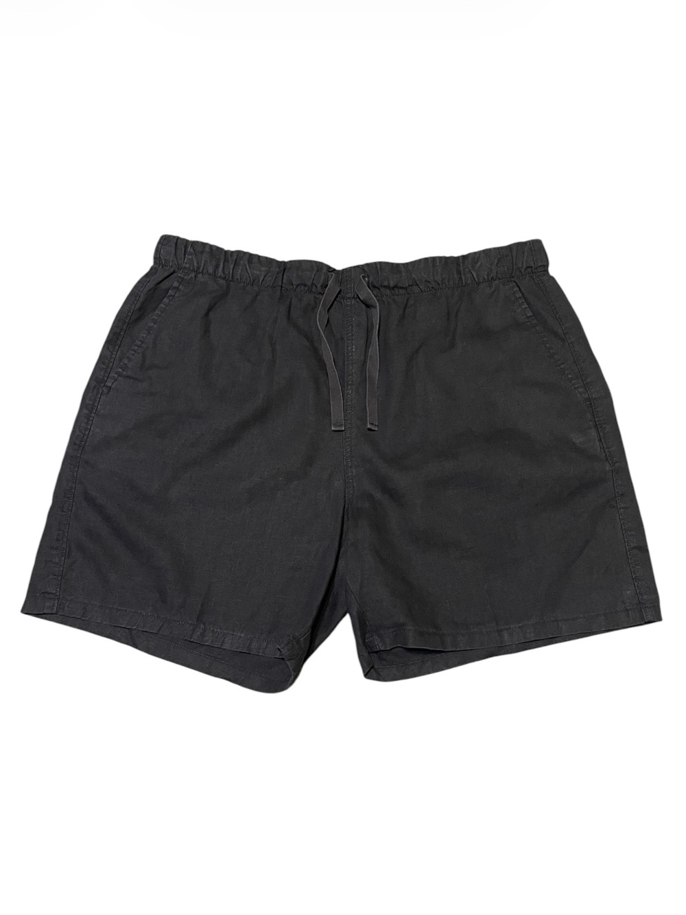 Women's Everlane Linen Shorts Black Drawstrings Elastic Waist Size Large
